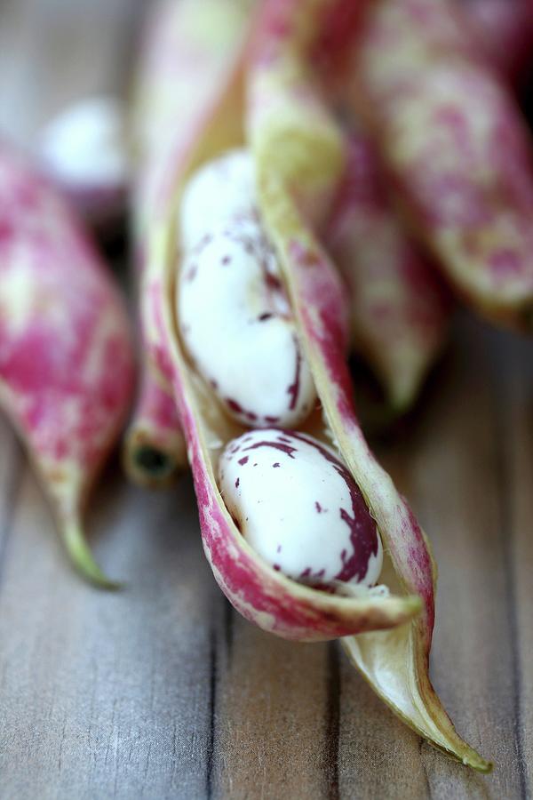 Borlotti Beans In An Opened Pod close-up Photograph by Alexandra Panella