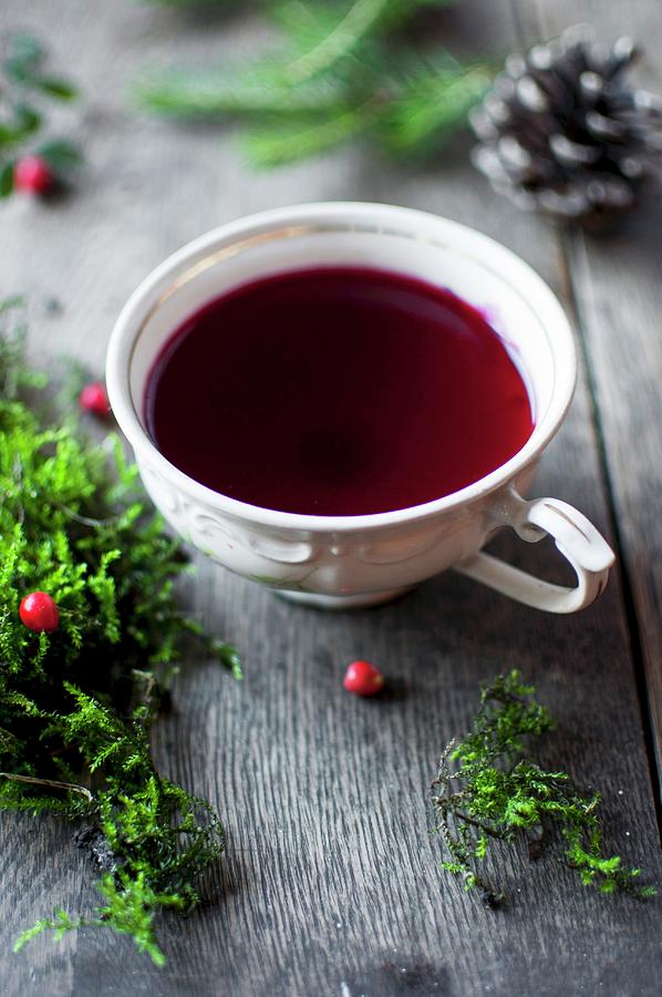Borscht traditional Polish Soup Made With Vegetable Stock And Beetroot For Christmas Photograph by Kachel Katarzyna
