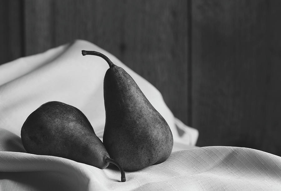 Bosc Pears on Linen Photograph by Andrew Pacheco