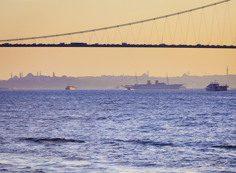 Bosphorus And Bosphorus Bridge In Photograph by David Madison
