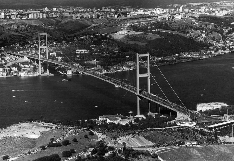 Black And White Photograph - Bosphorus Bridge by Keystone