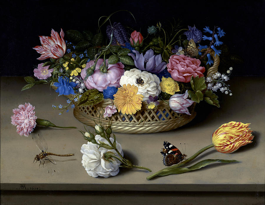 Butterfly Painting - Flower Still Life, 1614 by Ambrosius Bosschaert