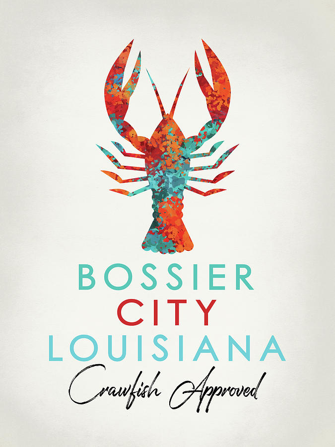 Louisiana Digital Art - Bossier City Louisiana Crawfish Bright by Flo Karp