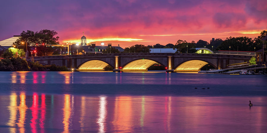 Boston And Cambridge Massachusetts Sunset Panorama Along The Charles River Photograph