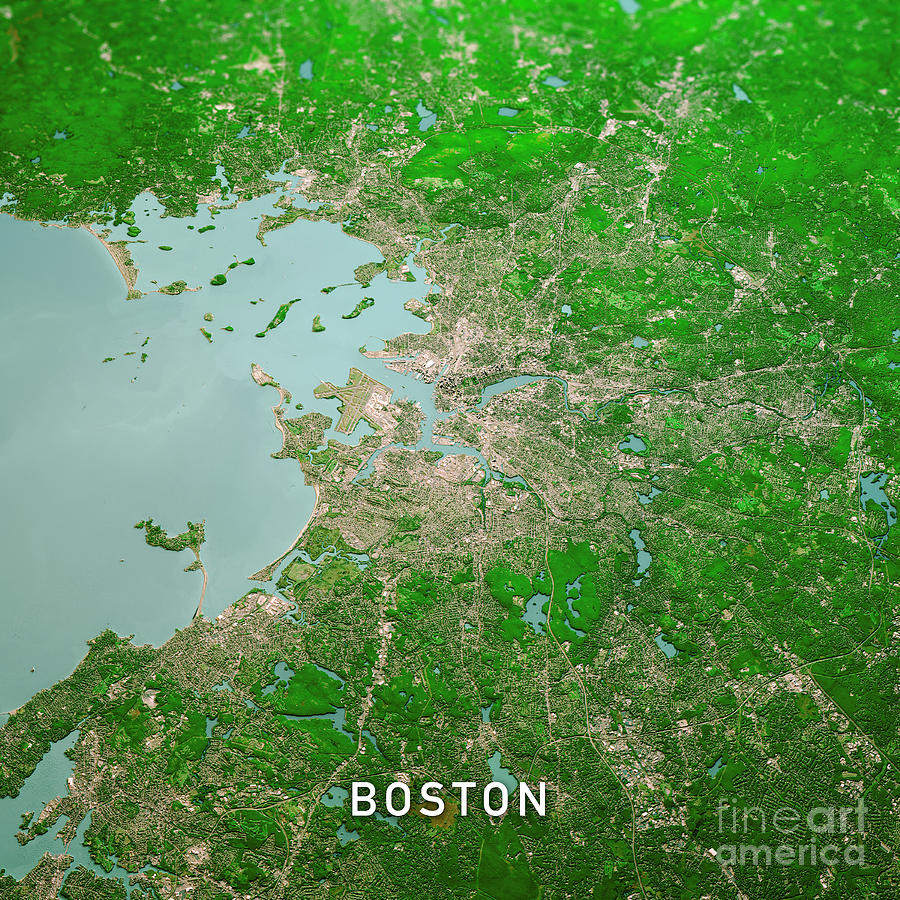 Boston City 3D Render Topo Landscape View From North Sep 2019 Digital 