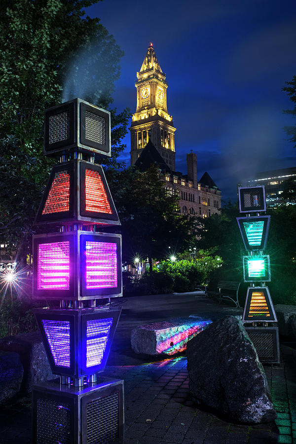 Boston Colored Steam Lights Boston MA Rose Kennedy Greenway Photograph by Toby McGuire