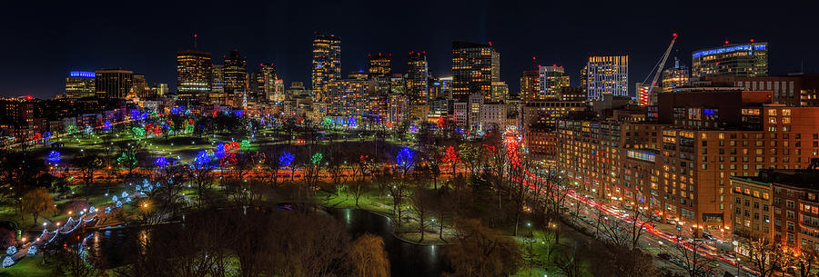 Boston Common Holiday Lights Panorama Photograph by Kristen Wilkinson