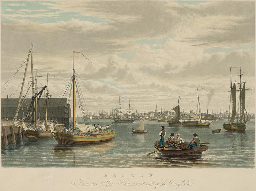 Boston, from the ship house Painting by W.J.  Bennett