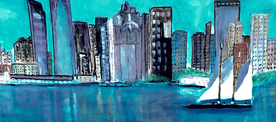 Boston Harbor Painting by Anne Sands