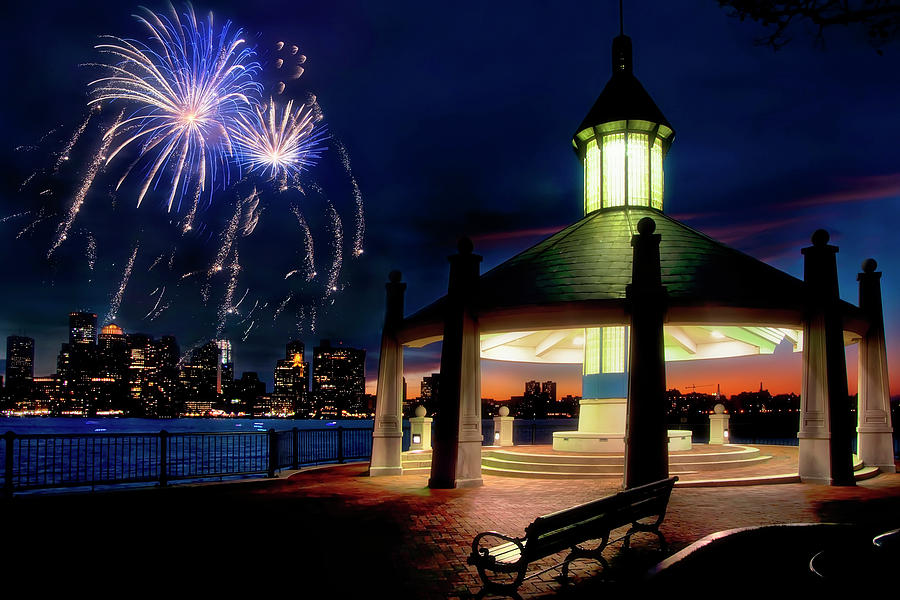 Boston Harbor Fireworks - Piers Point Park Photograph by Joann Vitali