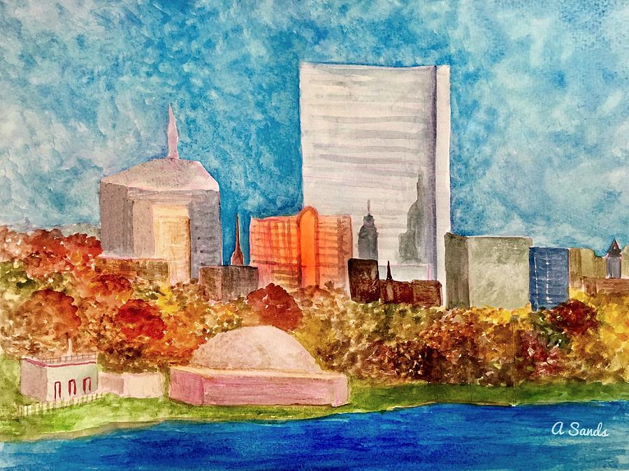 Boston in Autumn Painting by Anne Sands