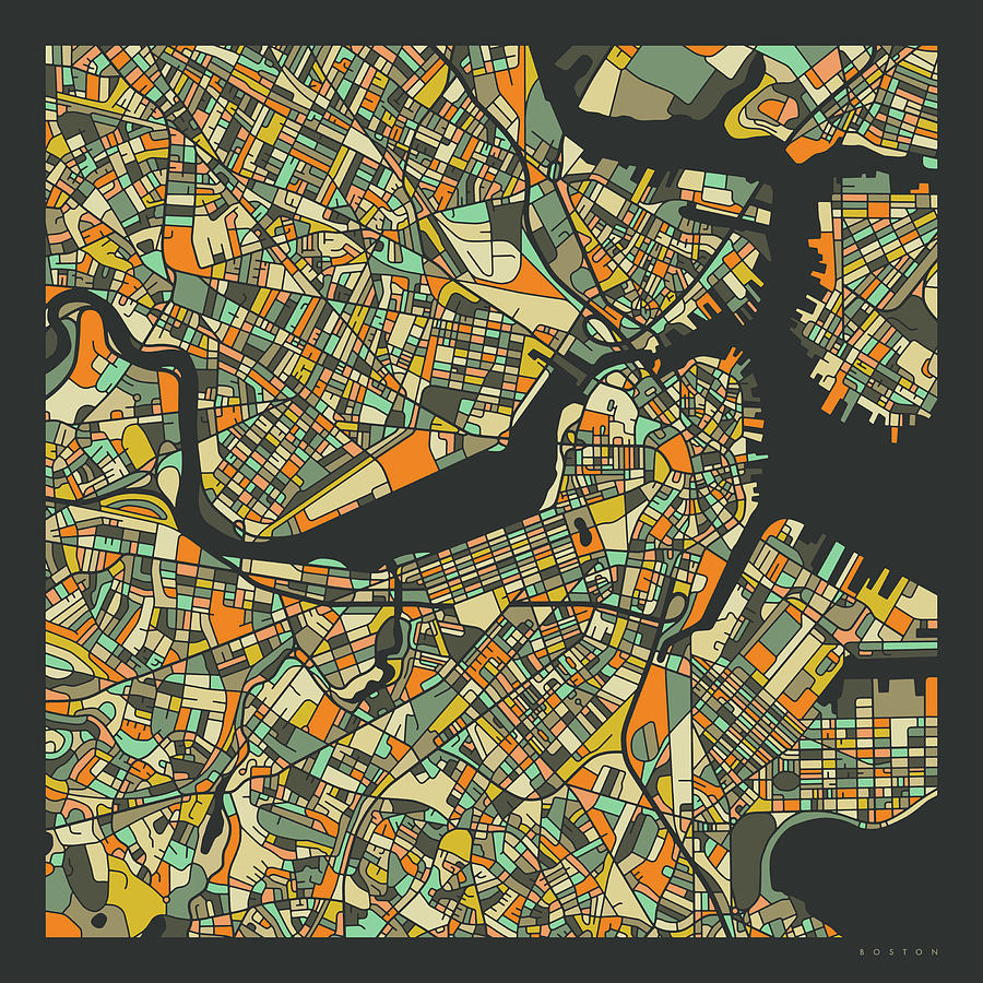 Boston Map Digital Art - Boston Map 2 by Jazzberry Blue
