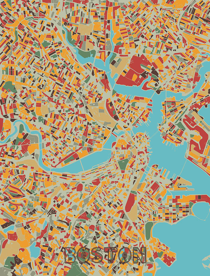 Boston Digital Art - Boston Map Retro by Bekim M