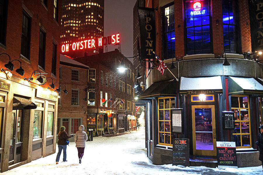 Boston Marshall Street Snowy Street Winter Photograph by Toby McGuire