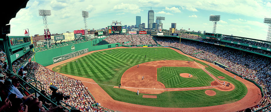 Boston, Mass, Fenway Park, Red Sox vs Yankees 3rd Base roof Box Day Photograph by Panoramic Images