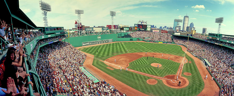 Baseball Photograph - Boston, Mass, Fenway Park, Red Sox vs Yankees Left Roof Box Day Home Plate Corner Home run by Panoramic Images