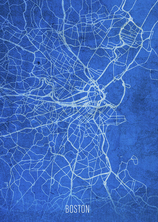 Boston Mixed Media - Boston Massachusetts City Street Map Blueprints by Design Turnpike