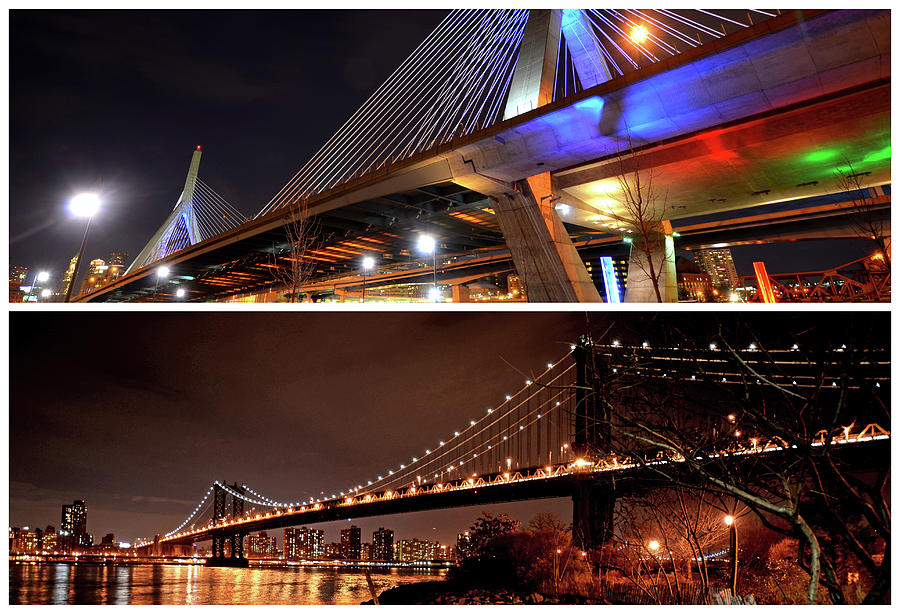 Boston meets New York Zakim Bridge Manhattan Bridge Massachusetts New York Photograph by Toby McGuire