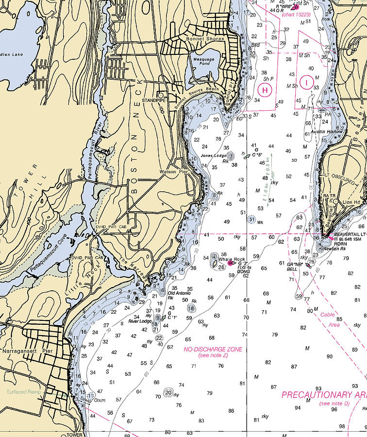 Boston Neck-rhode Island Nautical Chart Mixed Media by Sea Koast | Fine ...