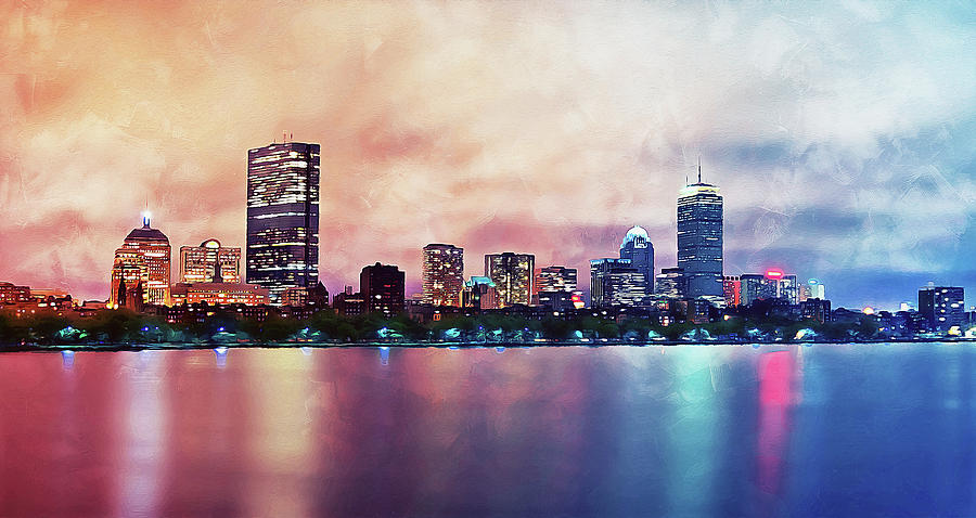 Boston, Panorama - 11 Painting by AM FineArtPrints