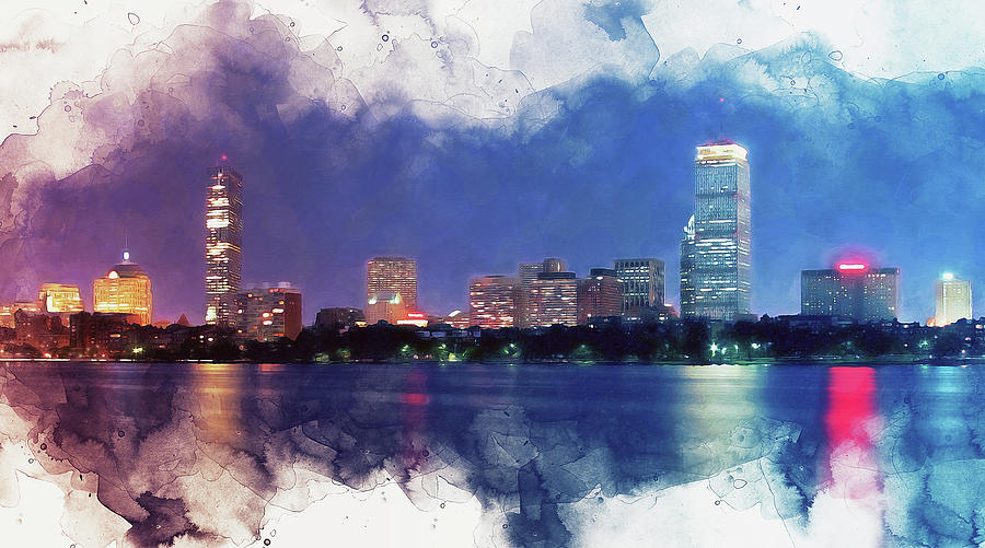 Boston, Panorama - 16 Painting by AM FineArtPrints