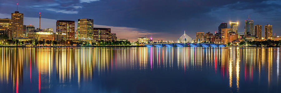 Boston Skyline Photograph - Boston Panoramic Skyline Over The Charles River at Dawn by Gregory Ballos
