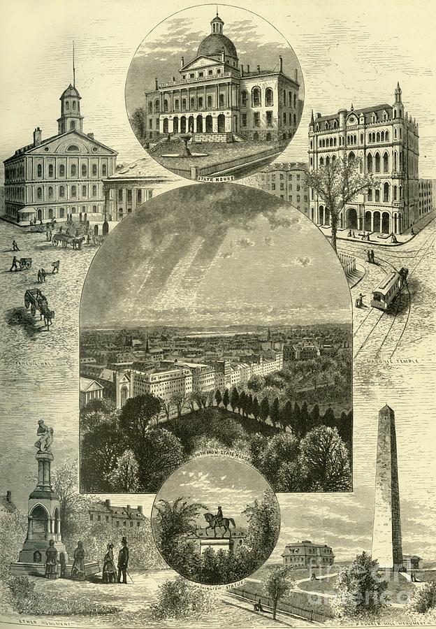 Boston Scenes Drawing by Print Collector