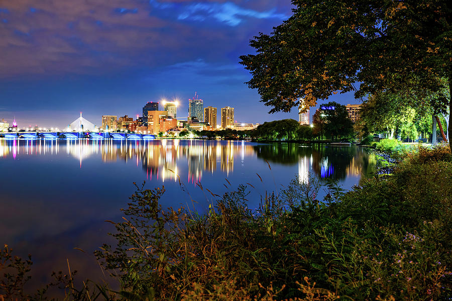 Boston Skyline Photograph - Boston Skyline and Charles River At Dawn by Gregory Ballos