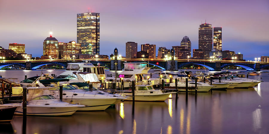 Boston Skyline Photograph - Boston Skyline and Yacht Club Panorama by Gregory Ballos