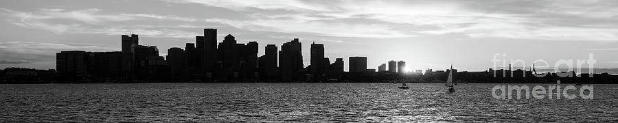 Boston Skyline High Resolution Black and White Panorama Photo Photograph by Paul Velgos