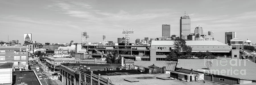 Boston Skyline Kenmore Fenway Black and White Panorama Photograph by Paul Velgos