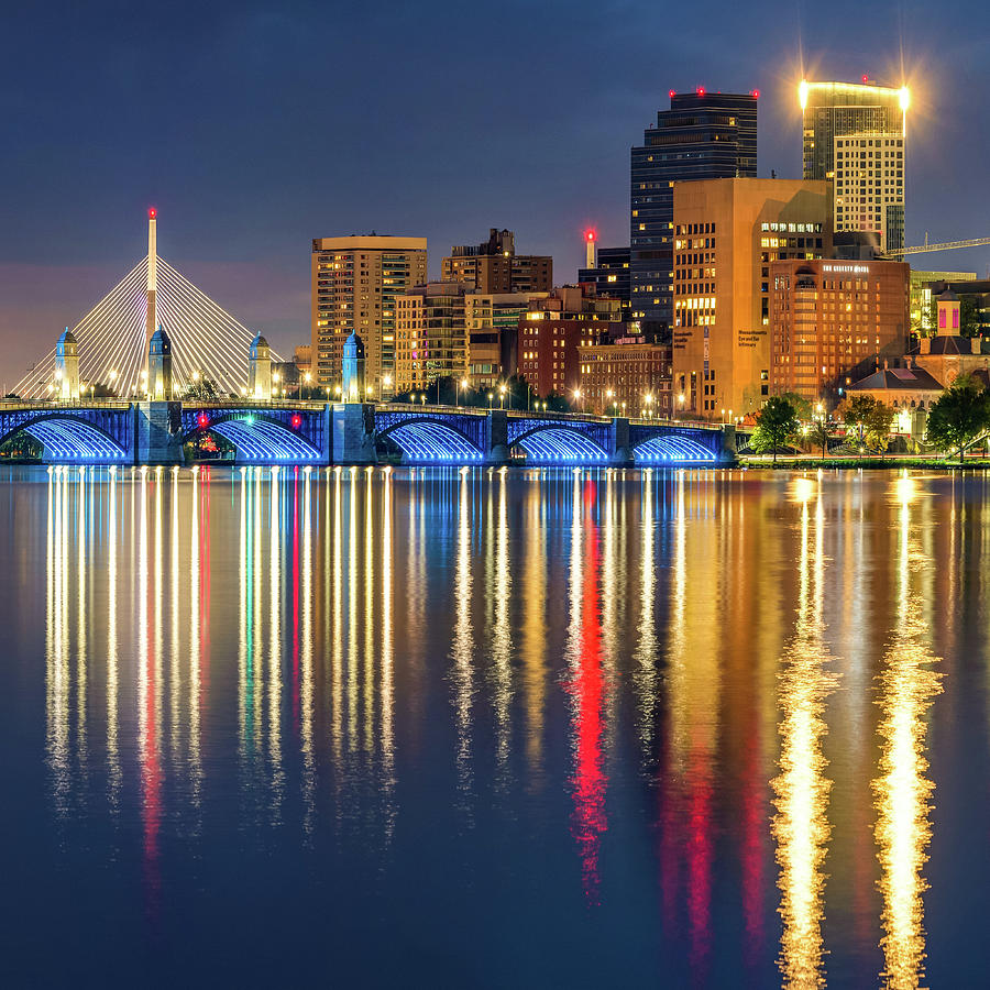 Boston Skyline with the Longfellow and Bunker Hill Bridges Photograph by Gregory Ballos