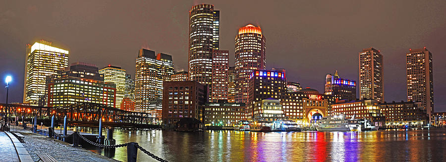 Boston Waterfront Pano Boston MA Photograph by Toby McGuire