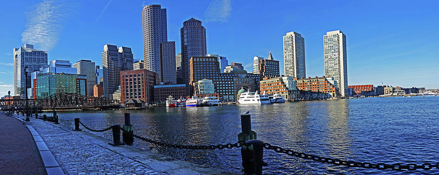 Boston Waterfront Panorama Boston MA Boston Harbor Photograph by Toby McGuire