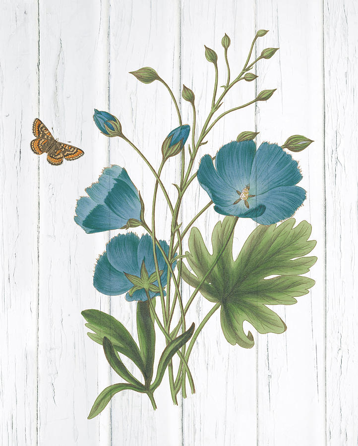 Butterfly Painting - Botanical Bouquet On Wood IIi by Wild Apple Portfolio