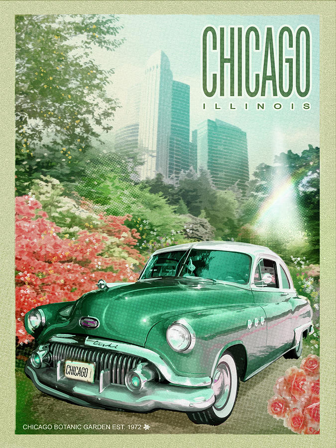 Chicago Mixed Media - Botanical Garden by Old Red Truck