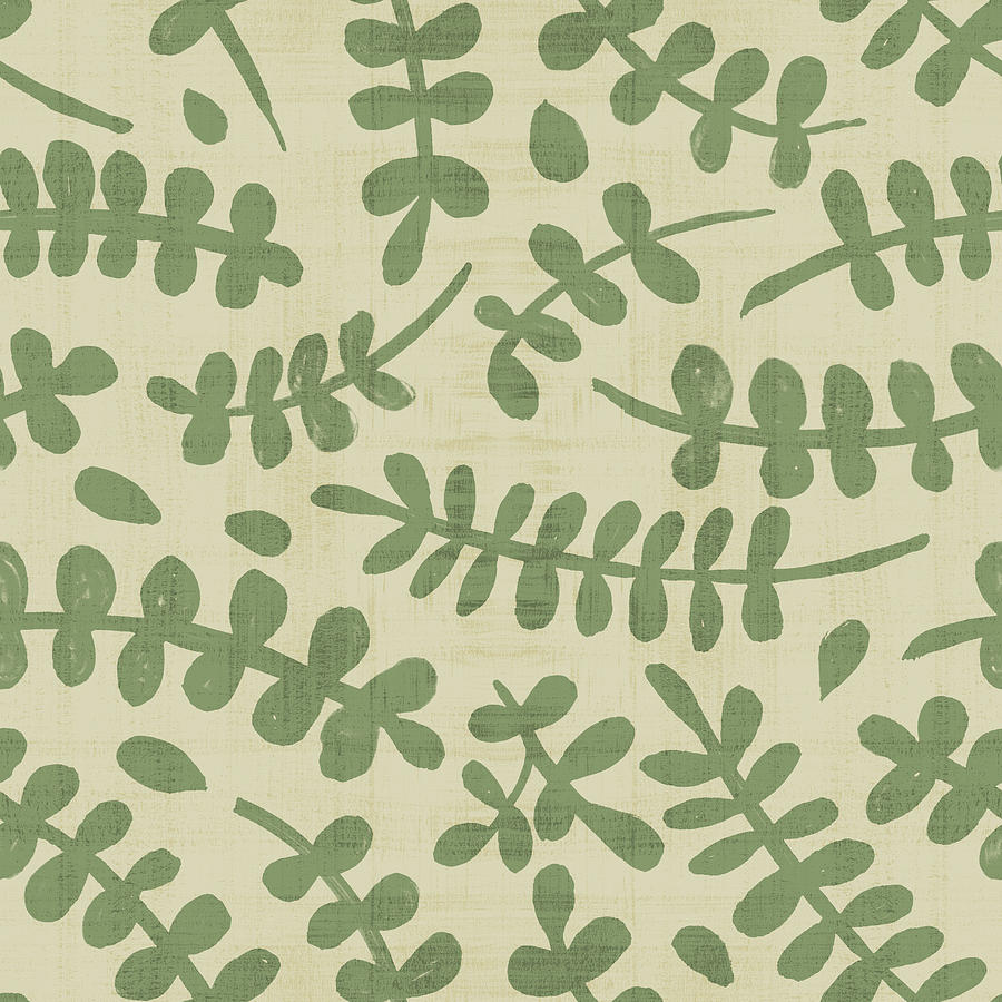 Botanical Pattern Cream and Sage Painting by Jen Montgomery