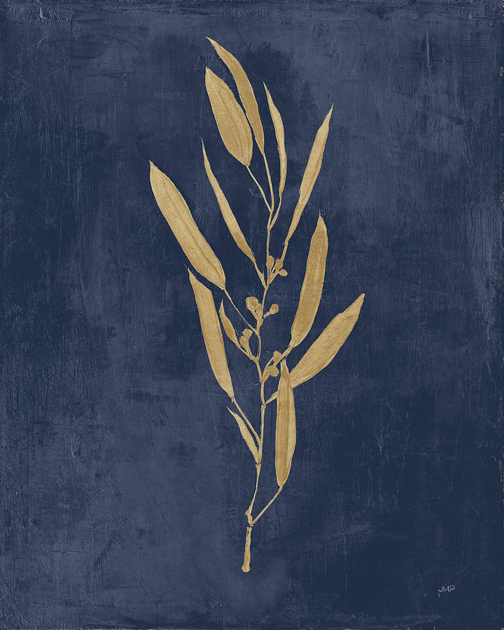 Blue Painting - Botanical Study I Gold Navy by Julia Purinton