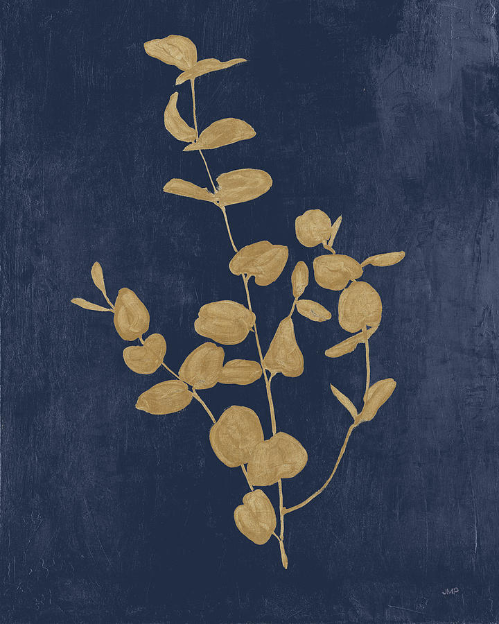 Blue Painting - Botanical Study II Gold Navy by Julia Purinton