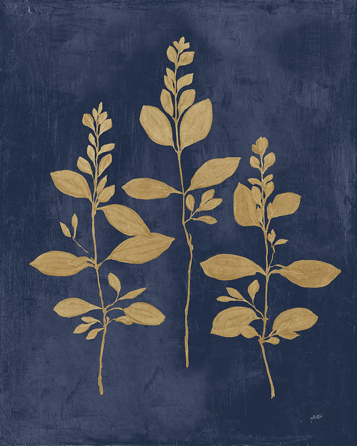 Blue Painting - Botanical Study Iv Gold Navy by Julia Purinton