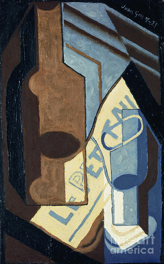 Bottle And Glass; Bouteille Et Verre, 1921 Painting by Juan Gris
