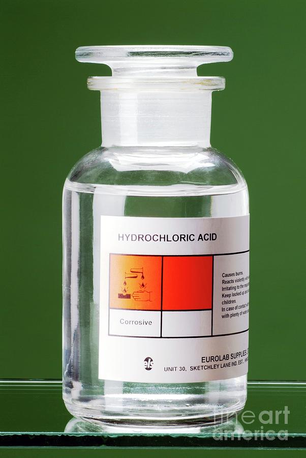 Bottle Of Hydrochloric Acid Photograph by Martyn F. Chillmaid/science Photo Library