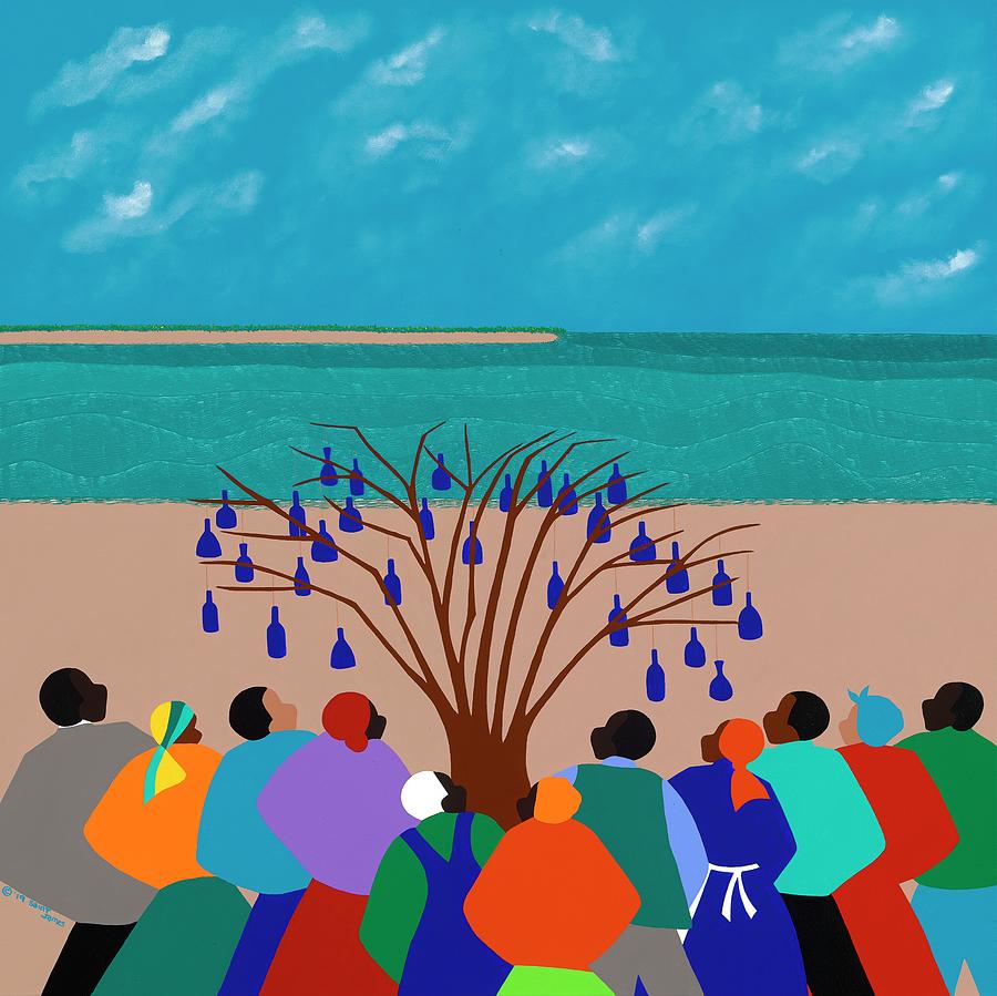 Bottle Tree Gullah Islands Painting by Synthia SAINT JAMES