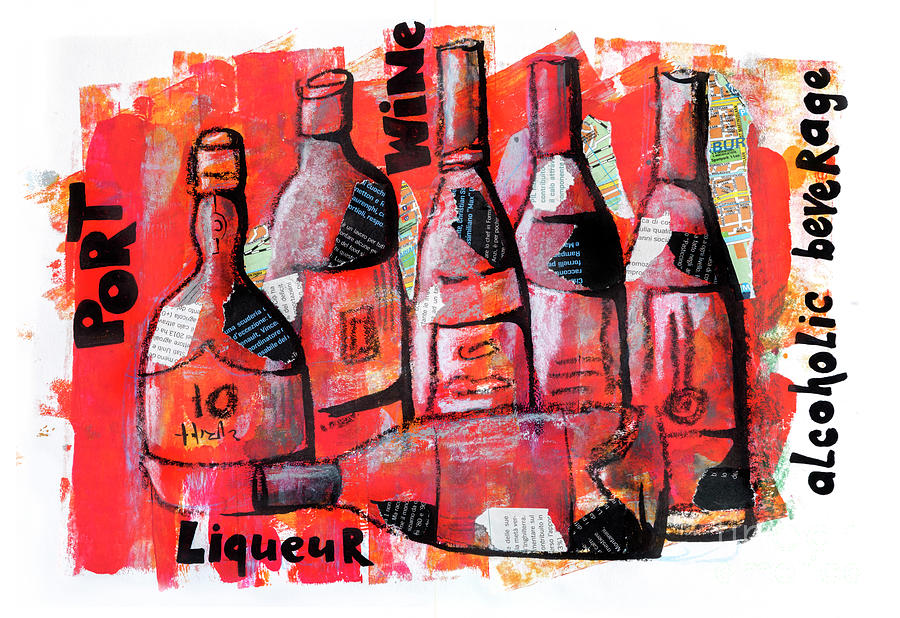 Abstract Mixed Media - Bottles Of Drink by Ariadna De Raadt