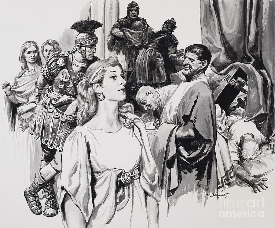 Black And White Painting - Boudicca, Queen Of The Iceni by Cl Doughty