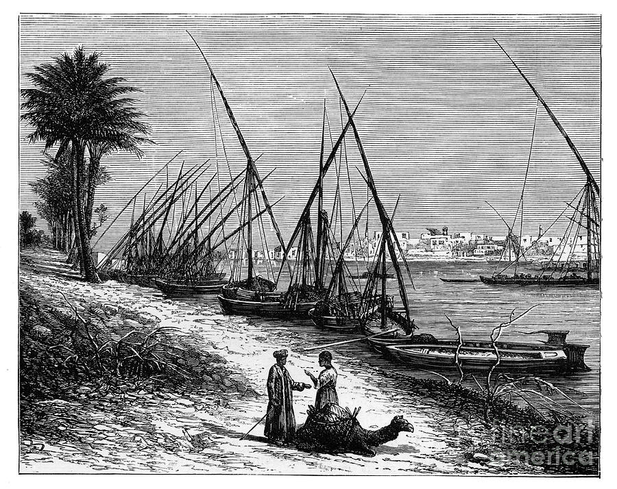 Engraving of the first cataract of the nile river in Egypt from a  publication circa 1900 Stock Photo  Alamy