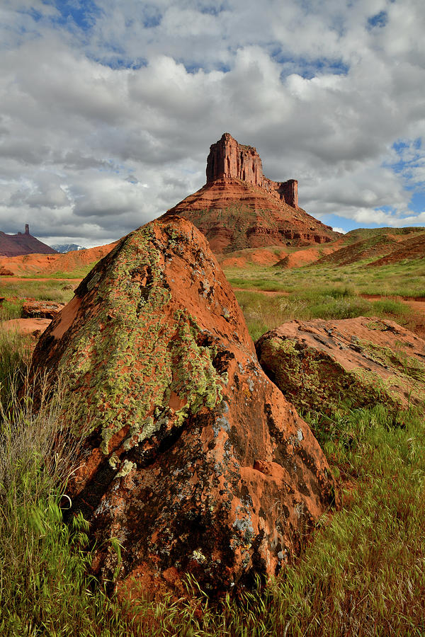 Boulder and Butte in Castle Valley Utah Photograph by Ray Mathis