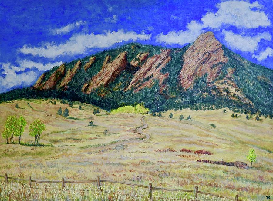 Flatirons Boulder Colorado Painting by Tom Roderick
