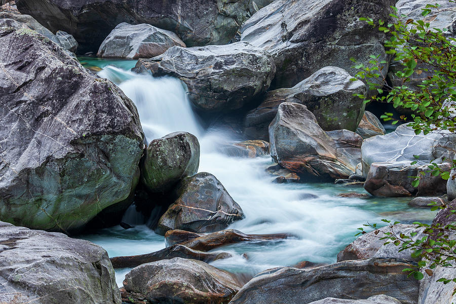 Boulders And Waterfall In Valle Verzasca Photograph by Heike Odermatt