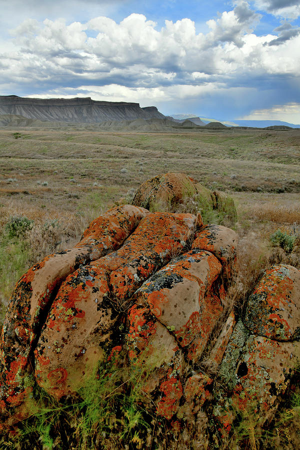 Boulders, Lichens And Clouds In Book Cliffs Photograph